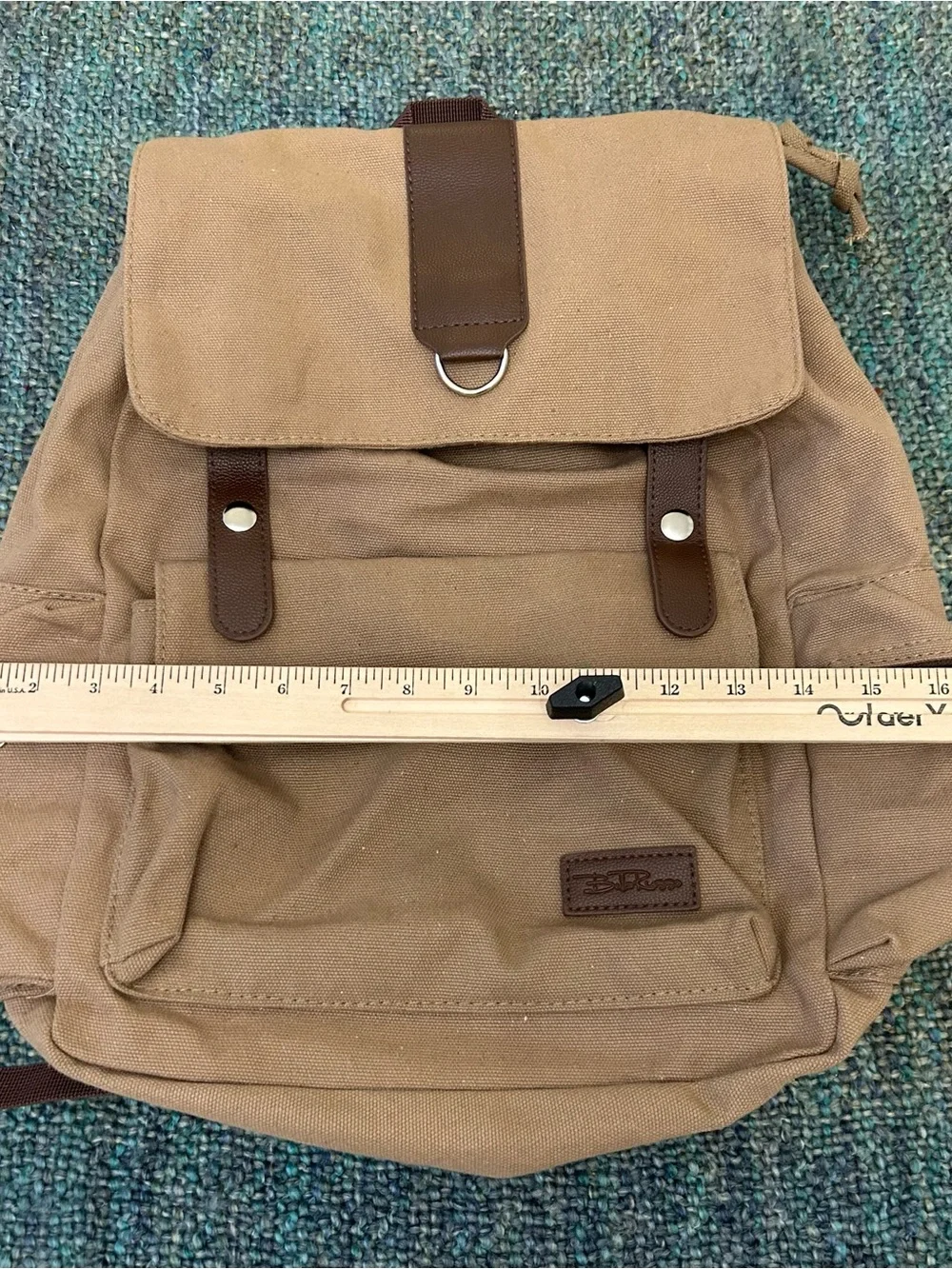 Bella Russo Drawstring Khaki Canvas Backpack 18